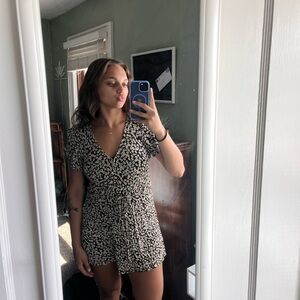 Floral Black and White Romper